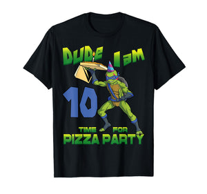 Mademark x Teenage Mutant Ninja Turtles - Dude I am 10 Years Old Leo Pizza Birthday Party T-Shirt