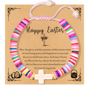 TOLOWOBK Easter Gifts for kids Toddler Easter Basket Stuffers for Teens Girls Cross Bracelet Christian Easter Basket Essentials Egg Fillers for Kids Religious Catholic Gifts for Women Teen Girls