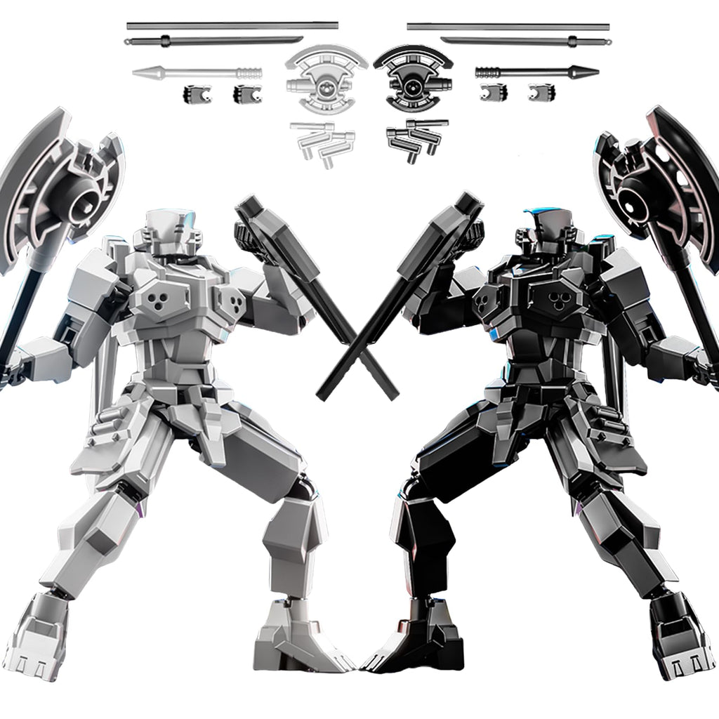 2er Set T13 Action Figure, Assembly Completed Shield Warrior Titan 13 Action Figures, Multi-Jointed Movable Action Figure, Lucky 13 Robot, Desktop Decorations for Game Lovers Toy (Gray+Black)