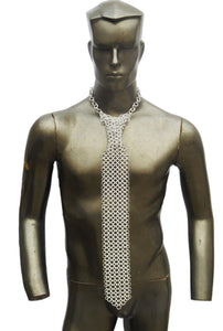 Handmade Aluminum Chainmail Necktie – Butted Metal Tie, Unique Medieval-Inspired Handcrafted Metal Necktie