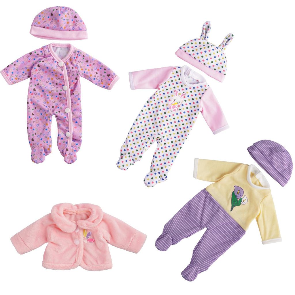BABESIDE 3 Set Alive Baby Doll Clothes for 8-12 Inch Dolls, Doll Clothes Outfits, Baby Doll Accessories Romper Suit, Coat and Hat for Baby Dolls,Pretend Play Accessories for Girls