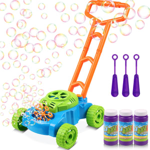 Lydaz Bubble Lawn Mower for Toddlers 1-3, Outdoor Bubble Blower Machine for 1 Year Old Boys Toy Gifts, Kids Push Summer Outside Garden Toys, Christmas Birthday Gifts for Preschool Baby Boys Age 1 2 3