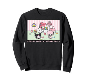 SANRIO My Melody and Kuromi Rollin with my Homebodies Black Unisex Adult Sweatshirt