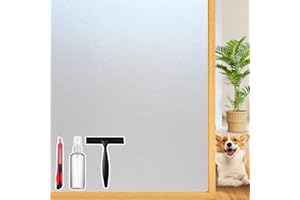 Dwersty Frosted Glass Window Privacy Film Decorative, Bathroom Window Privacy Film for Glass Windows Cover, Static Cling, Removable, Reusable, Anti-UV, Anti-Glare, Heat Blocking, 17.5 by 78.74 inch