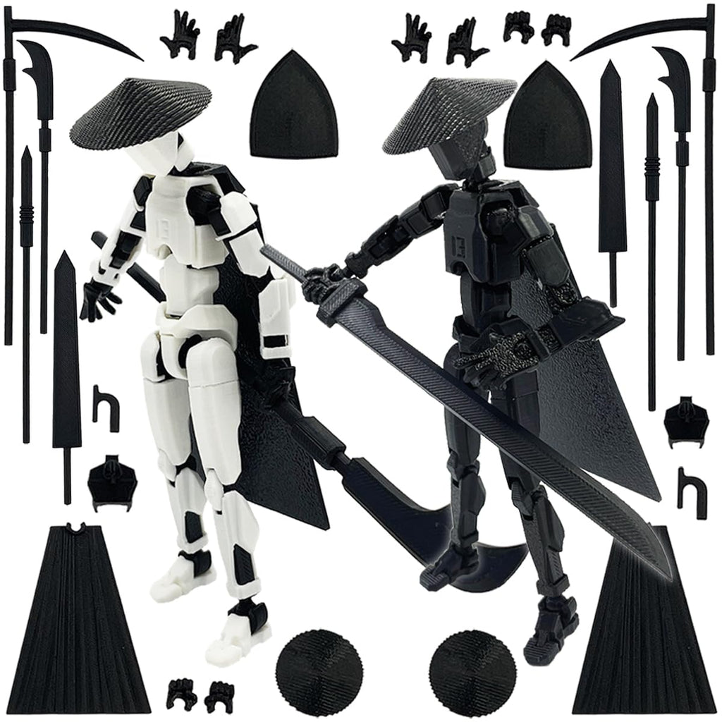 Titan 13 Action Figure Set (Assembly Completed), 3D Printed Multi-Jointed Movable T13 Lucky13 Dummy Mobile Robot, Nova 13 Action Figures Desktop Decorations for Game Lovers Toy (White/Black)