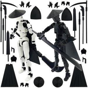 Titan 13 Action Figure Set (Assembly Completed), 3D Printed Multi-Jointed Movable T13 Lucky13 Dummy Mobile Robot, Nova 13 Action Figures Desktop Decorations for Game Lovers Toy (White/Black)