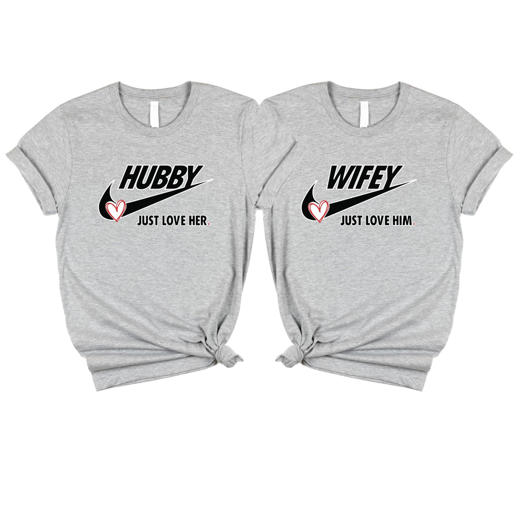 coreus Matching Shirts for Couples Hubby and Wifey T-Shirts Valentines Day Tshirts for Couples Matching Outfits Anniversary Tees Multi