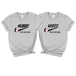 coreus Matching Shirts for Couples Hubby and Wifey T-Shirts Valentines Day Tshirts for Couples Matching Outfits Anniversary Tees Multi