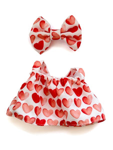 for Labubu 17cm Doll Clothes Set, Cute Summer Doll Outfit with Accessories, Pink Heart Bow and Dress (No Doll)