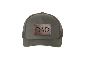 Personalized Dad Hat with Kids Names, Custom Leather Patch Trucker Style, Unique for Grandpa