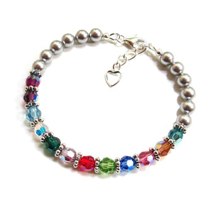 Mothers Bracelet with Birthstones, Include Up To 18 Birthstones and Size, Mother’s Birthstone Jewelry Gifts, Family Birthstone Bracelet, Birthday Gift for Mom Grandma from Kids and Grandkids