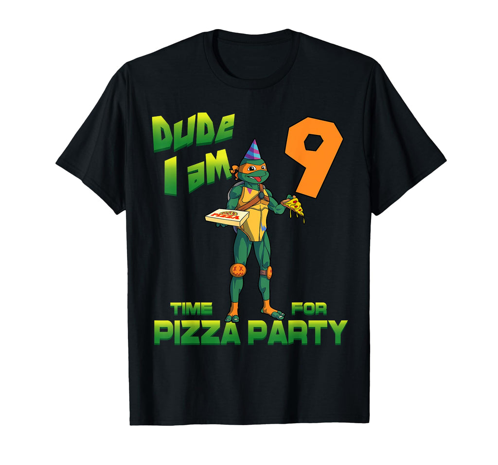 Mademark x Teenage Mutant Ninja Turtles - Dude I am 9 Yrs Old Michelangelo Pizza Birthday Party T-Shirt