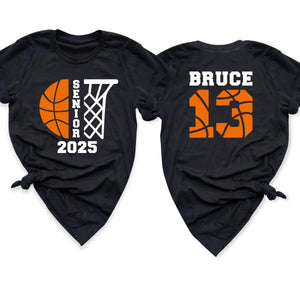 Custom Senior Basketball Shirt, Personalized Basketball Mom Shirt, Double-Sided Senior Night Shirt, Custom Team Name Year Number and Name, Game Day Gift for Moms
