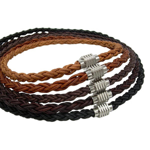 Urban Survival Gear USA Thick Handmade Choker Necklace for Men - Leather Necklace with Industrial Stainless Steel Magnetic Clasp for Extended Durability - 16,18,20,22,24 inch or Custom