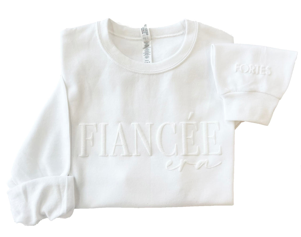 Up2ournecksinfabric - Engagement Gift - Fiance Sweatshirt - Newly Engaged - Fiancee Era - Custom Fiancee Shirt - Custom Engagement White