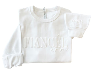 Up2ournecksinfabric - Engagement Gift - Fiance Sweatshirt - Newly Engaged - Fiancee Era - Custom Fiancee Shirt - Custom Engagement White
