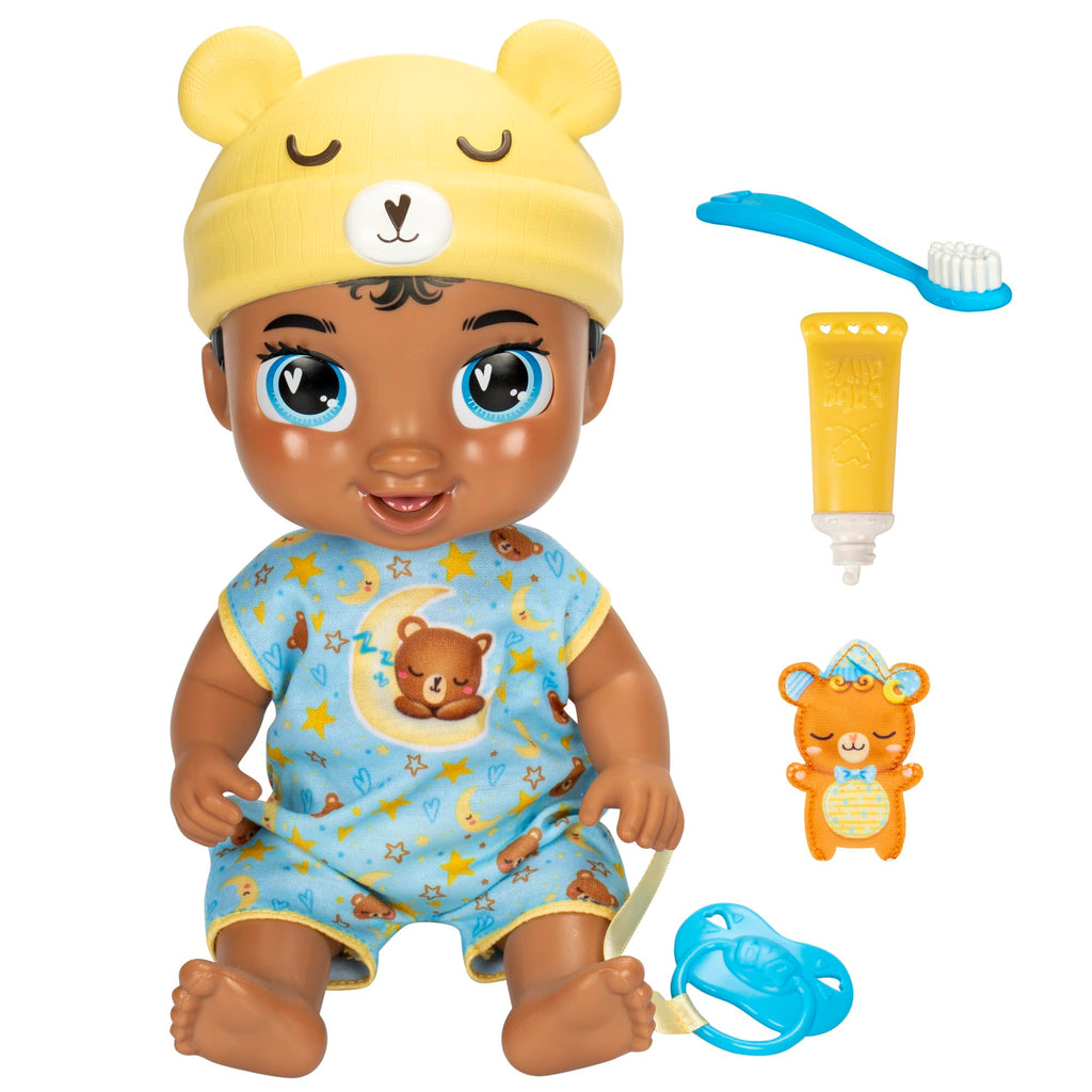 Baby Alive Lil Dreamer Snoozer Bear Sleepy Boy Baby Doll Set, Black Hair, Fun Sleepover Theme, Preschool Toys for Kids 3 Years & Up