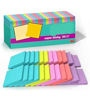 Post-it Super Sticky Notes, 24 Sticky Note Pads, 3 x 3 in., School Supplies, Office Products, 2X The Sticking Power, Supernova Neons Collection