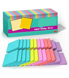 Post-it Super Sticky Notes, 24 Sticky Note Pads, 3 x 3 in., School Supplies, Office Products, 2X The Sticking Power, Supernova Neons Collection