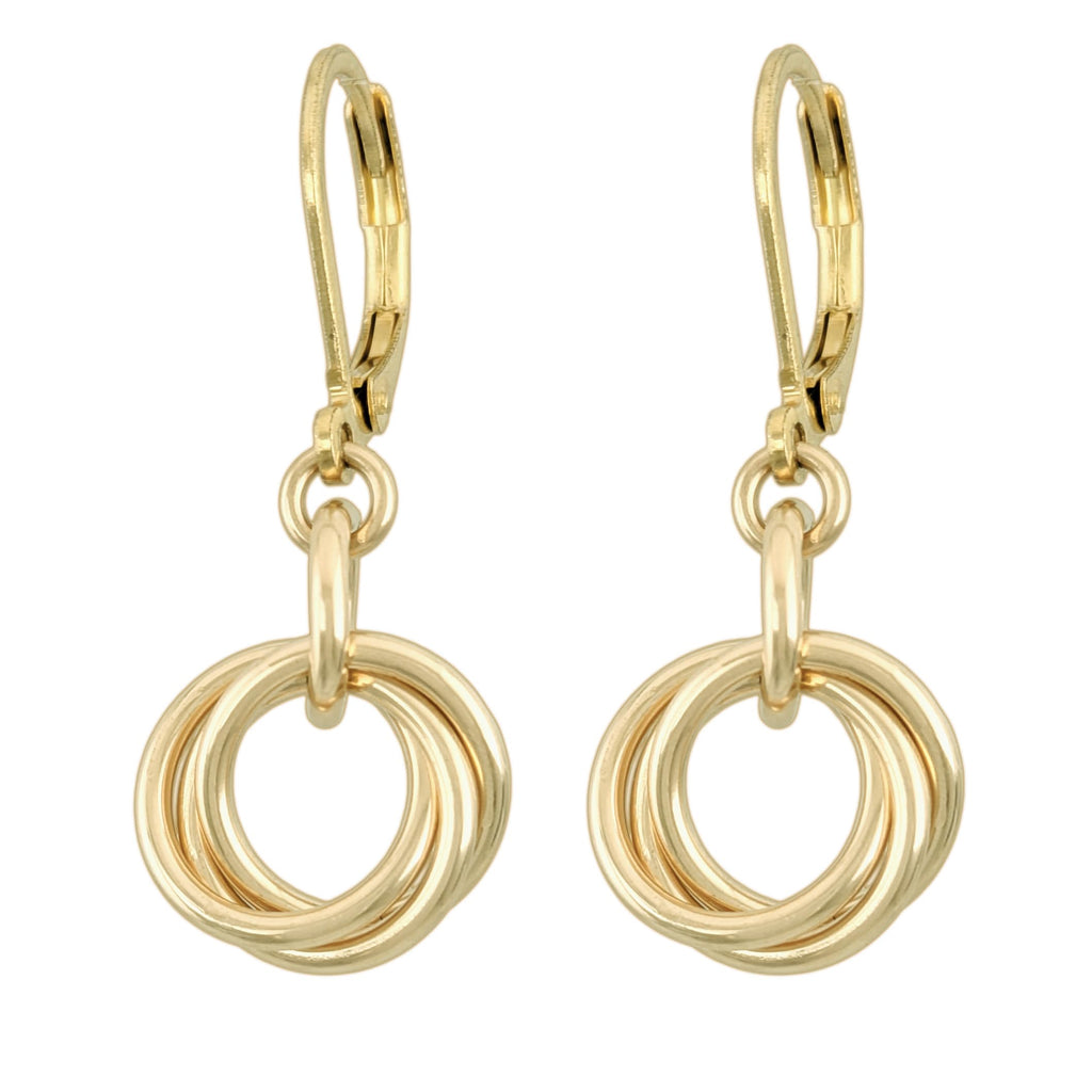 Petite 14K Gold?Filled Leverback Dangle Earrings - Lightweight Nickel?Free Hypoallergenic Design - Secure Clasp, USA Crafted, Everyday Dressy Minimalist Design - 1.25" L / 0.75" Drop / 0.5" W