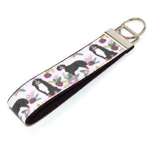 LiliesBoutique Bernese Mountain Dog Keychain Wristlet Key Fob