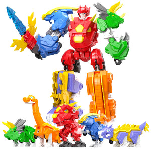 5-in-1 Transforming Dinosaur Robot Toys, STEM Building Kit with Triceratops Action Figures, Safe Set for Kids Boys Girls Age 3+ Boys & Girls, Birthday for Toddlers