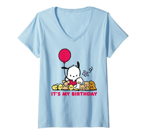 Womens Pochacco It's My Birthday V-Neck T-Shirt