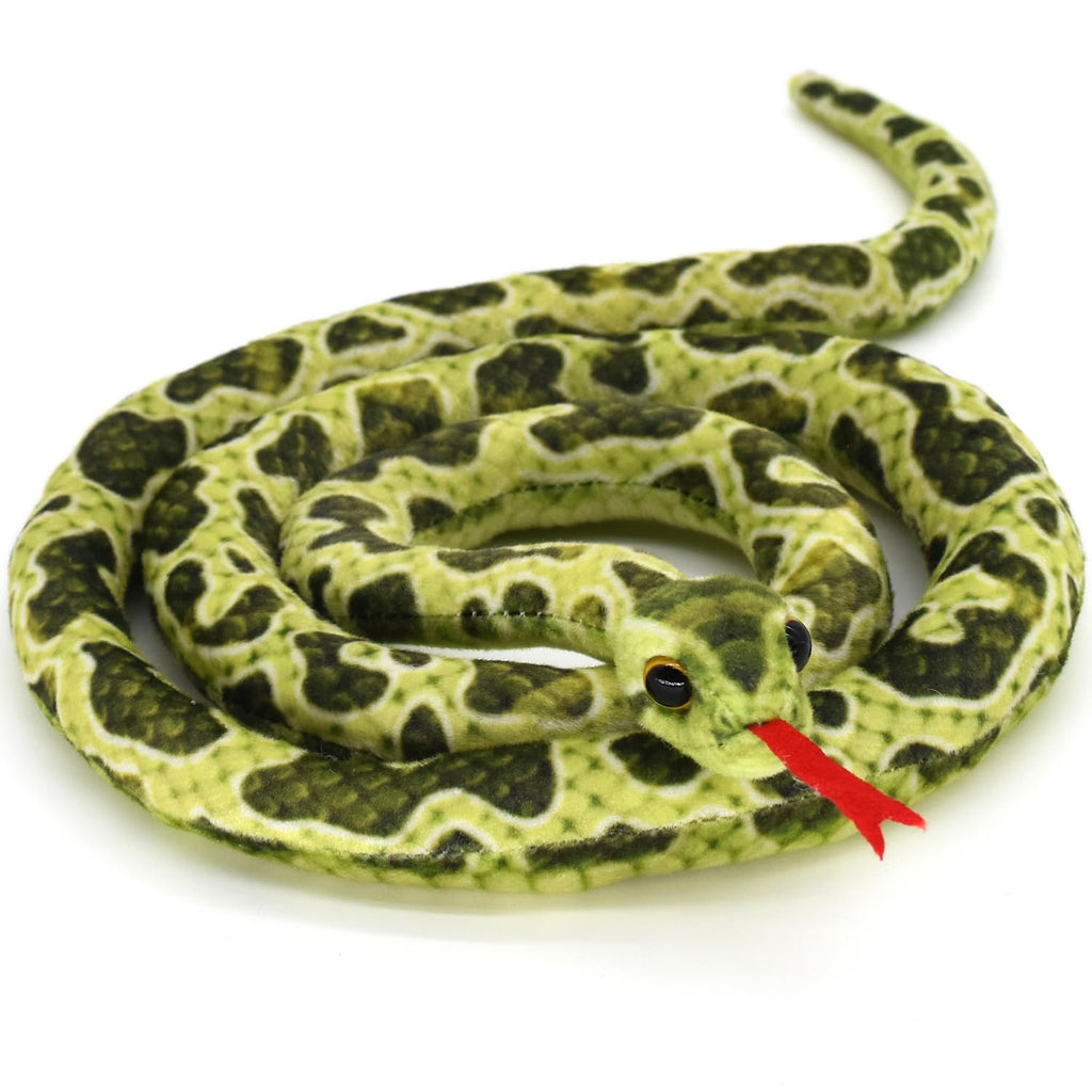 HWD 3.6 ft Long Soft Snake Dolls, Cute Stuffed Animals Plush Pranks Spoof Stuff Toys, Gifts for Kids, Children, Birthday, Halloween, Christmas, Home Decoration (Green)