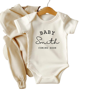 Handmade Baby Coming Soon Onesies® – Personalized Pregnancy Announcement Bodysuit