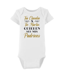 Quieren ser mis padrinos bodysuit - Madrina - Padrino - will you be my godparents - tio y tia quieren ser mis padrinos - godparents request - godparents purposal - baptism - bautizo