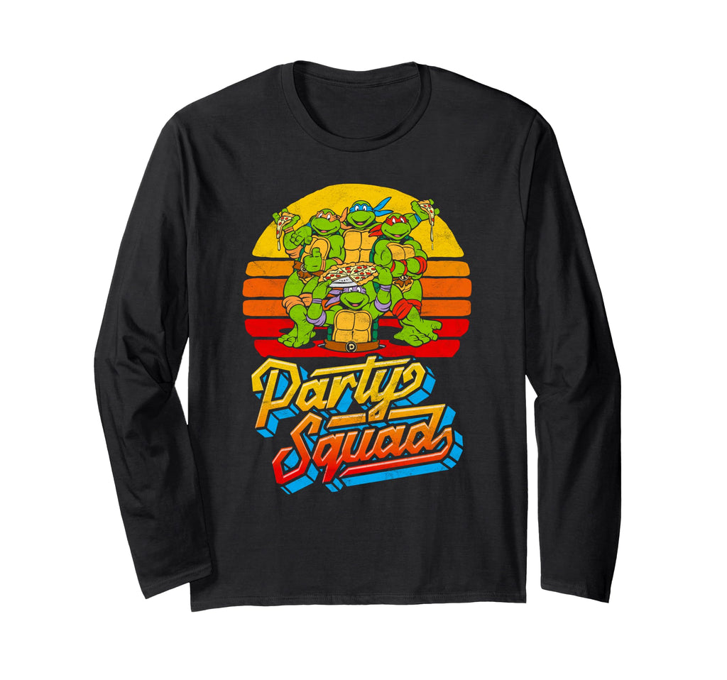 Party Squad! TMNT Vintage 80s Pizza Friends Distressed Long Sleeve T-Shirt