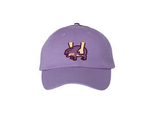 Moo Deng Baby Hippo Embroidered Dad Hat - Lavender Hat with Moo Deng Embroidery