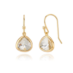 14k Gold-Plated Cubic Zirconia Rhinestone Earrings - Hypoallergenic, Lightweight Clear Crystal Dangle Earrings for Brides, Elegant Minimalist Wedding Jewelry by MJLULU