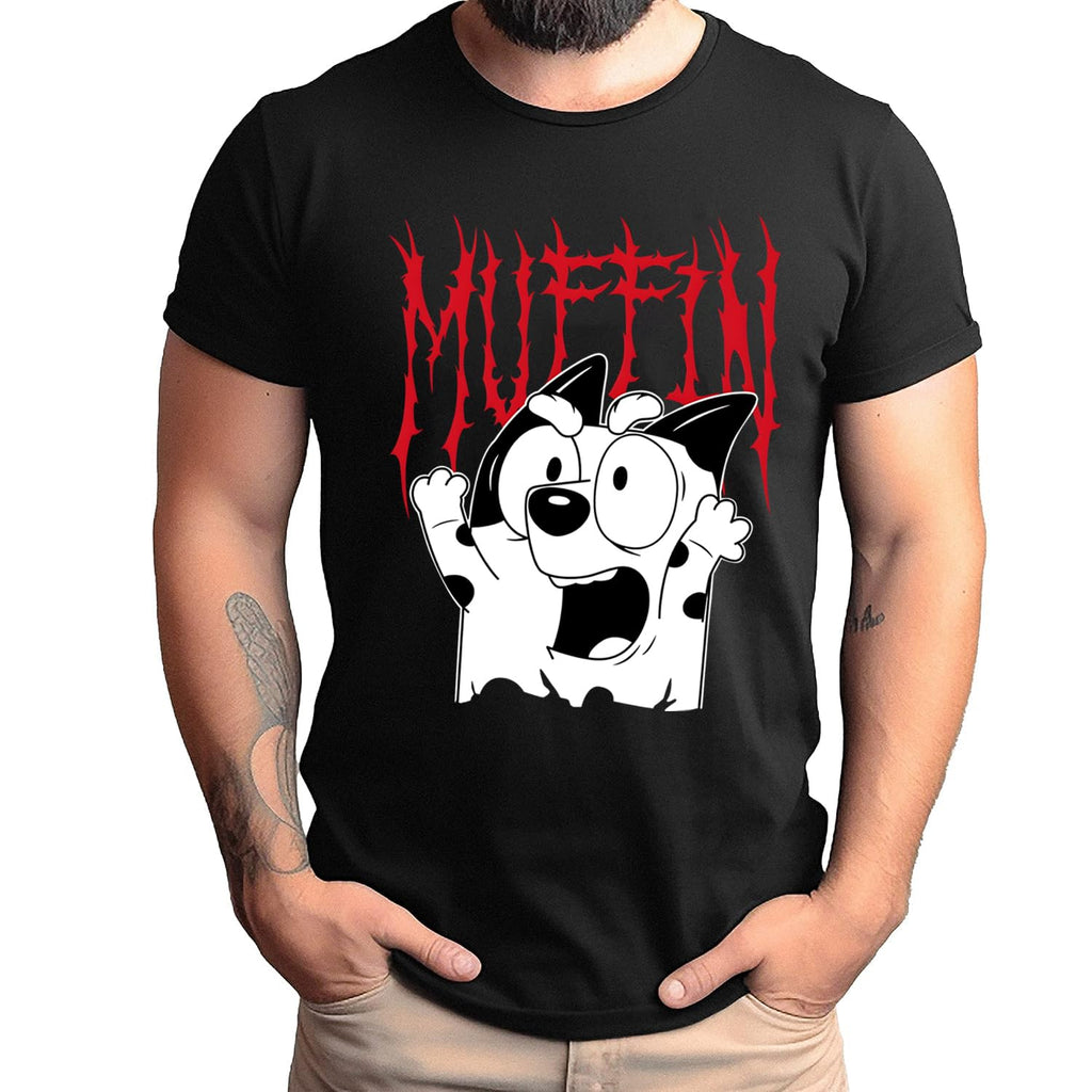 Blue Dog Muffin Shirt - Mischievous Muffin Character T-shirt & Sweatshirt - Humorous Cartoon Shirt for Kids & Adults (T-shirt)