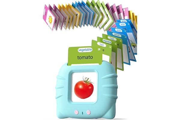 Airbition Talking Flash Cards for Toddlers 1 2 3 4 Year Olds, Montessori Language Learning with 224 Words, Pocket Speech Therapy and Autism Playthings, Children's Sensory Educational Device
