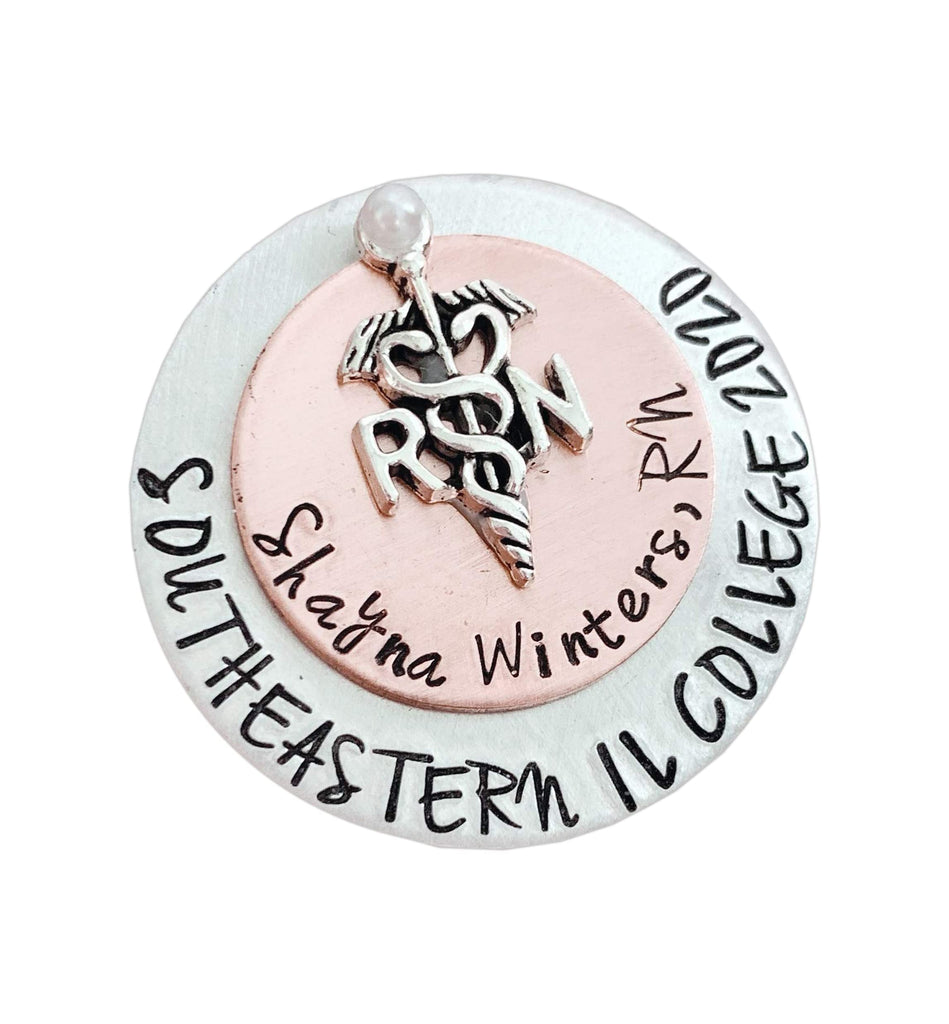 Registered Nurse Pin, Pinning Ceremony, Custom Stacked Nurse Pin, Nurse Pin, Nursing School Graduate