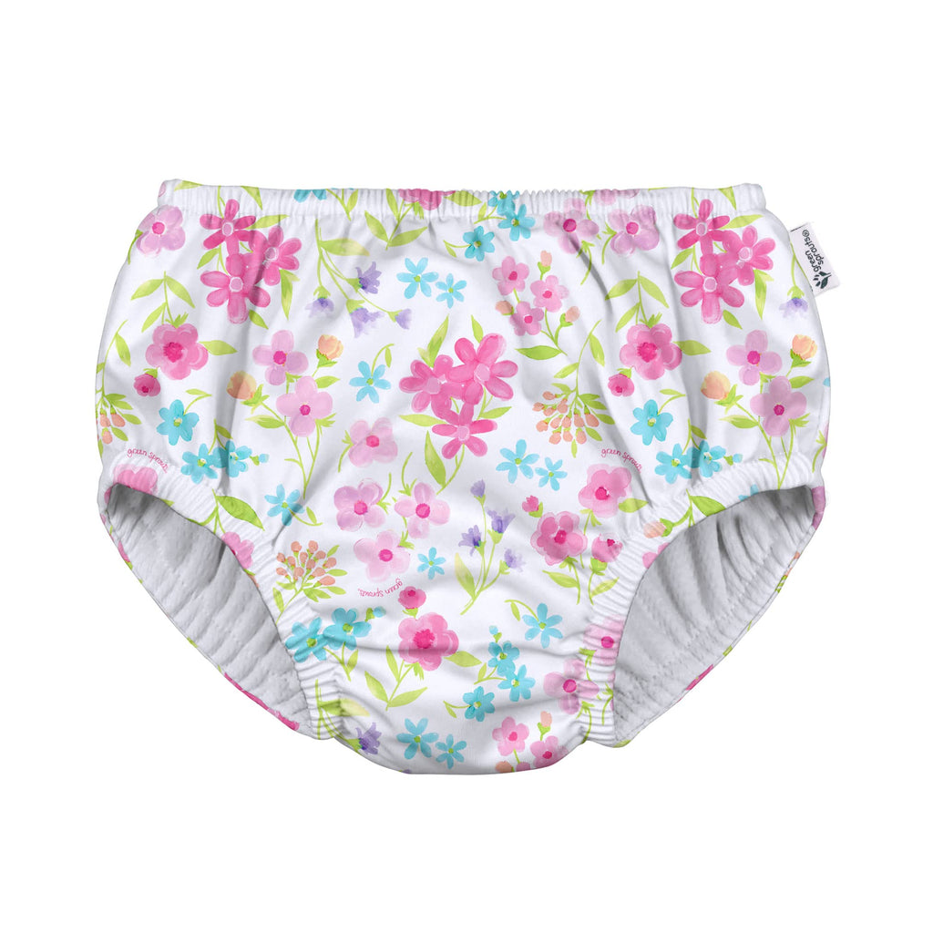 green sprouts baby girls Pull-up Reusable and Toddler Swim Diaper, White Flower Bouqet, 18-24 Month US