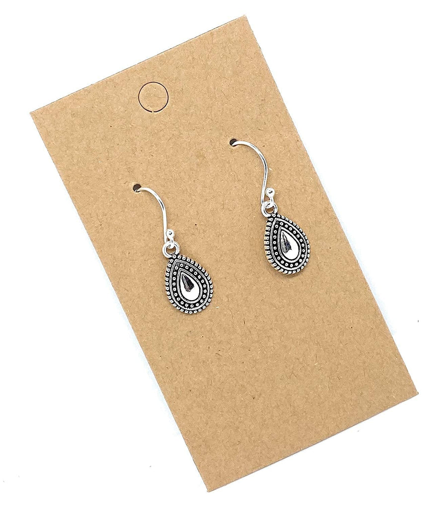 Tiny Detailed Teardrop on Sterling Silver Earrings Handmade