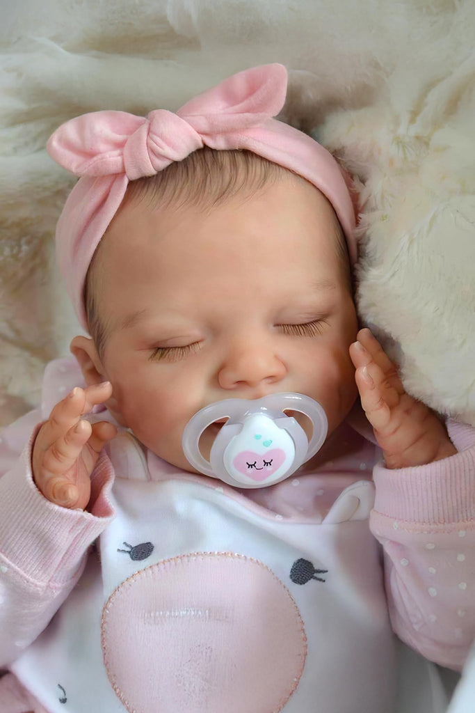 BABESIDE Silicone Baby Doll - 20-Inch Lifelike Reborn Baby Dolls Sweet Smile Realistic-Newborn Real Life Sleeping Girl with Toy Accessories Gift Set for Kids
