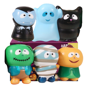 New 6 Packs-Halloween Squishies Toys Slow Rising Party Favors:Pumpkin,Zombie,Black Cat,Mummy,Vampire,Ghost Halloween Treat Bag Classroom Prizes,Stress Relief Toys for Kids Toddlers Gift