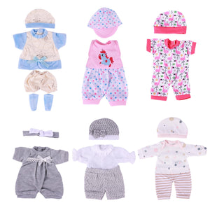 BABESIDE 6 Sets of Baby Doll Clothes for 12-15 Inch Babydolls, 14 Pcs Babydoll Clothes Set with Hat for Realistic Baby Doll Accessories Girl