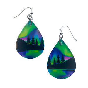 Aurora Borealis Dangle Drop Earrings of the Northern Lights Solar Weather Jewelry Mountain View