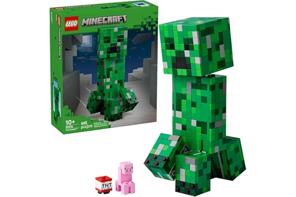 LEGO Minecraft The Creeper Kids Building Toy - Minecraft Toy for Boys & Girls, Ages 10+ - Room Decor for Gamers -W/ 1st Version Minifigure - Gift for Christmas - 21276