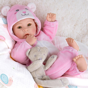 Aori Baby Dolls Realistic, 17-inch Lifelike Soft Body Baby Girl That Look Real with Feeding Kit Included, Ideal Gift for Kids, Birthday, Pretend Play