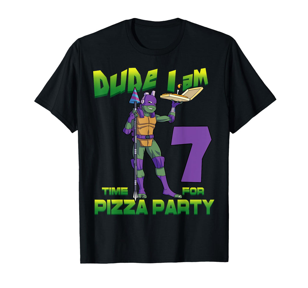 Mademark x Teenage Mutant Ninja Turtles - Dude I am 7 Years Old Donnie Pizza Birthday Party T-Shirt