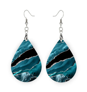 Teal Earrings for Women with Silver and Black summer Jewelry