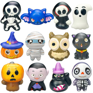 12 Pack Halloween squishies Stress Ball Set Cartoon Mummy Pumpkin Bat Ghost Dolls Bulk Stress Relief Squeeze Toys for Kid Adult Gift Collect (Halloween)