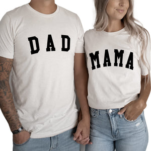 Verita Culture Mom and Dad Shirts Women Mama Letter Printed T-Shirt Mama Graphic Tee Casual Short Sleeve Tops Tee White