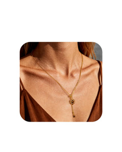Zikichiky Tiger Eye Lariat Necklaces for Women Dainty Y Shaped Tiger Eye Pendant Necklace, Adjustable Chain Gemstone Sun Jewelry Gifts