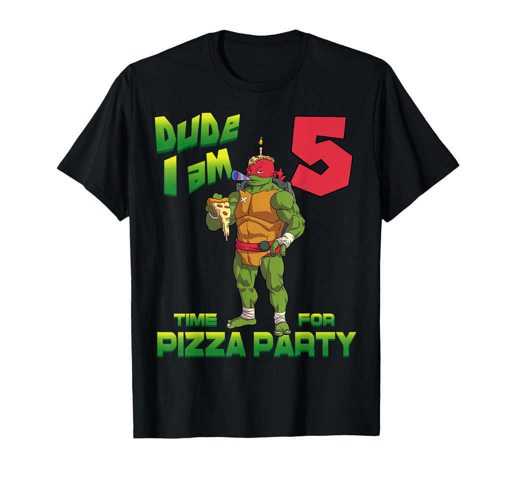 Mademark x Teenage Mutant Ninja Turtles - Dude I am 5 Years Old Raphael Pizza Birthday Party T-Shirt